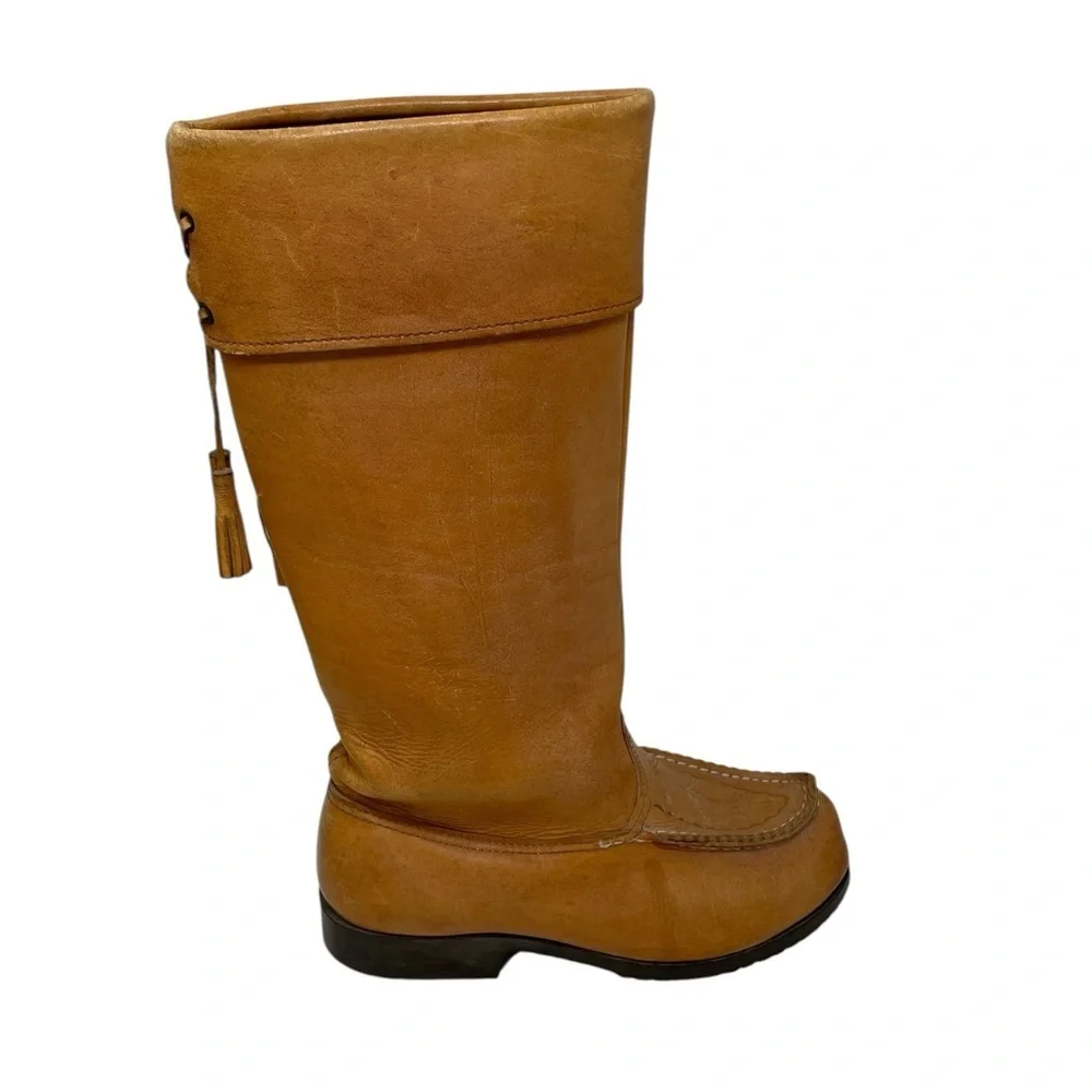 KERO Tan Reindeer Leather Knee-High Boots Sweden Scandinavian Size 39